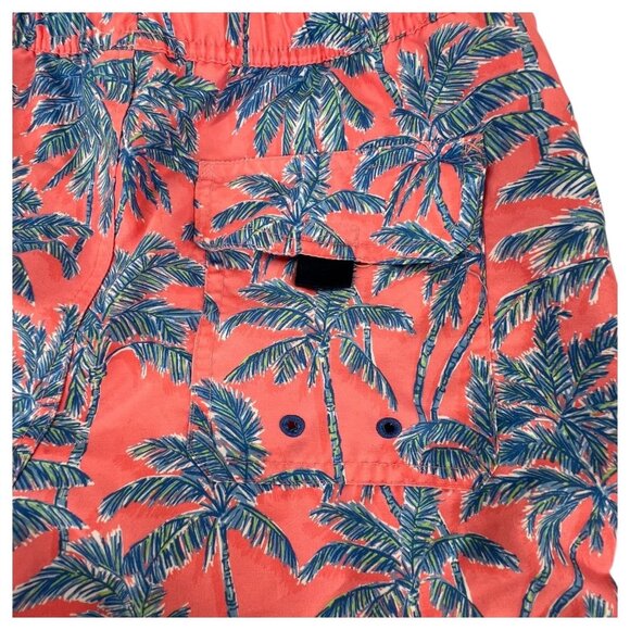 Vineyard Vines Swim Trunk Boy Youth Blue Peach Palm Tree Tropical XL Swim Suit - Picture 4 of 6